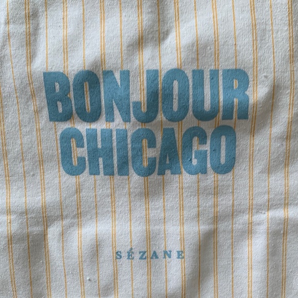 Sezane Cream and Blue Tote Bag - Picture 2 of 4